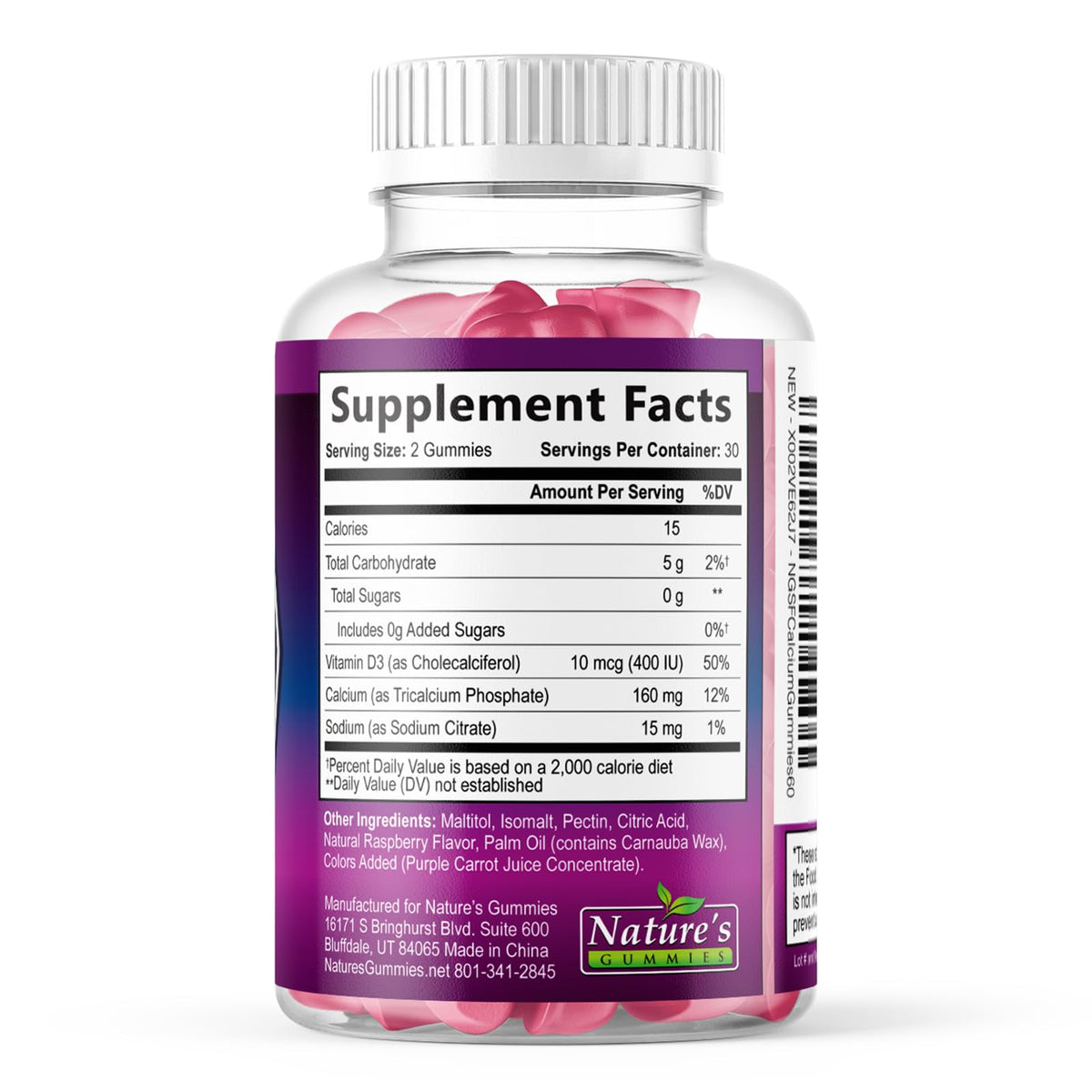 Nature's Nutrition Calcium Gummies - Sugar Free Calcium Gummy