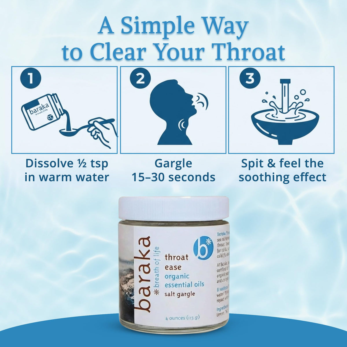 Baraka Throat Ease Sea Salt Gargle with Essential Oils - 4 oz - image 6