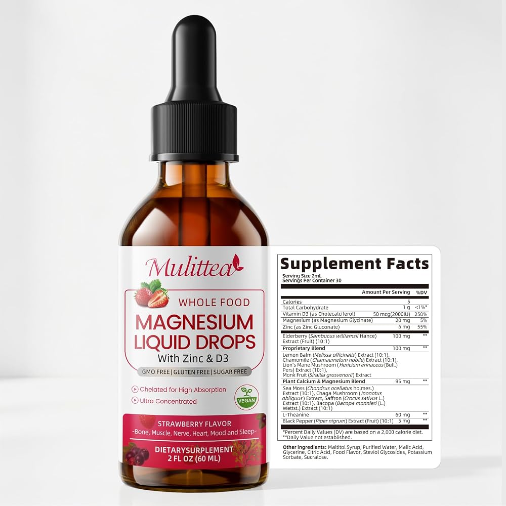 Mulittea Magnesium Glycinate Liquid for Sleep & Relaxation - 4 Fl Oz - image 8