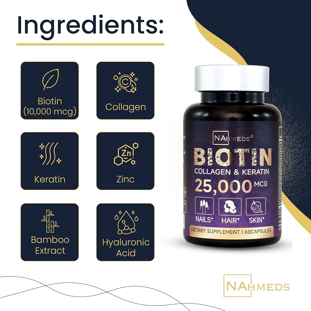 NAhmeds Biotin + Beauty Blend 25,000 mcg Hair, Skin & Nail Support - 60 Capsules - image 5