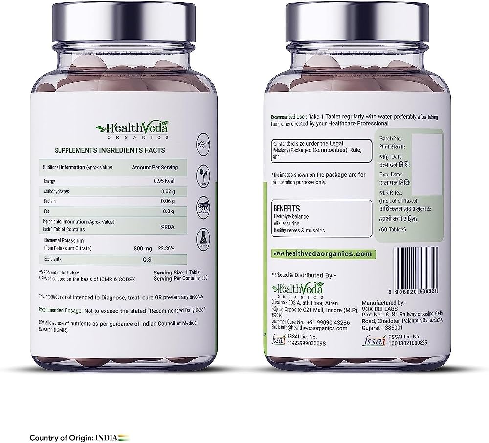 Generic HVO Potassium Citrate 800mg - 60 Vegetarian Tablets - image 2