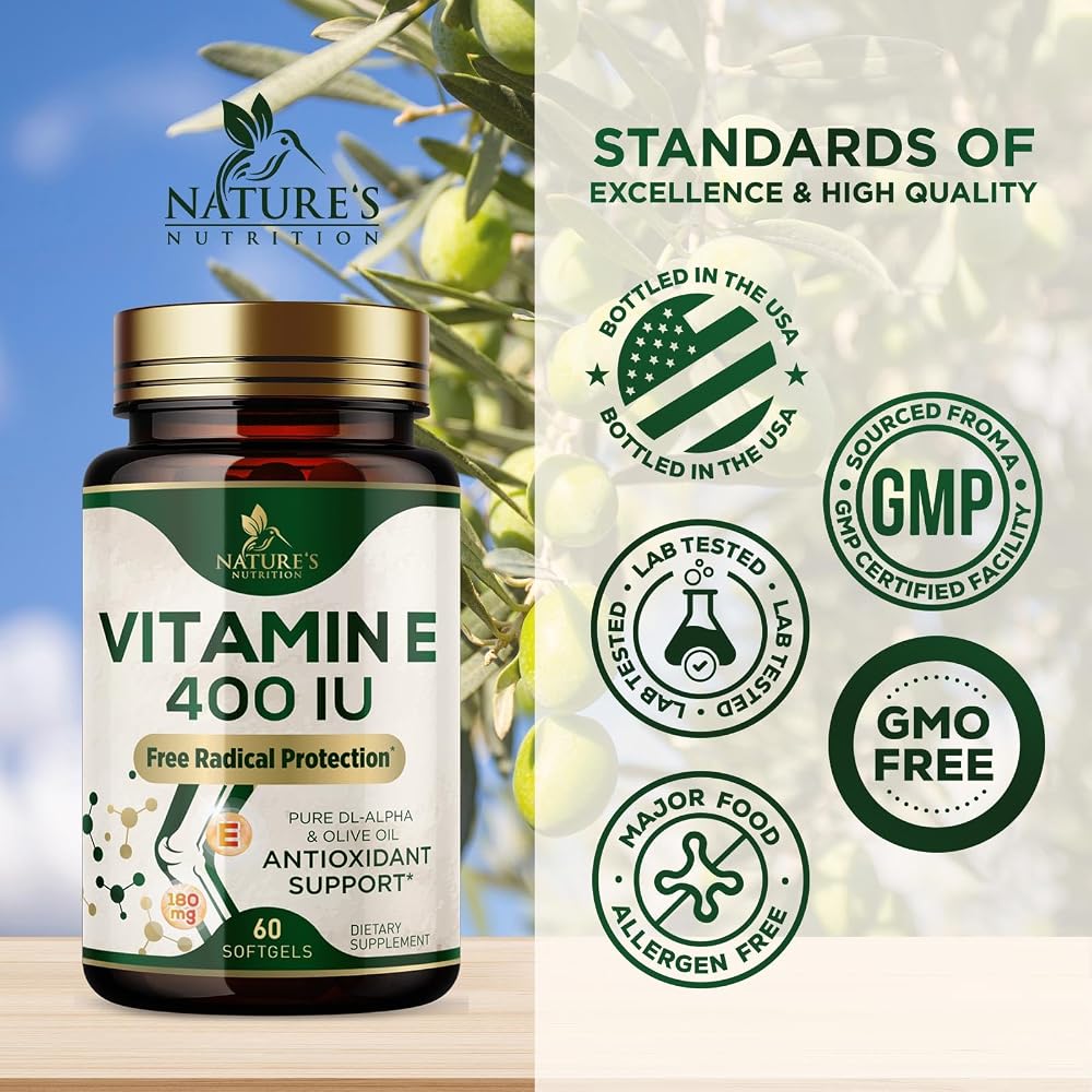 Nature's Nutrition Vitamin E 180mg Per Serving - E Vitamins DL-Alpha