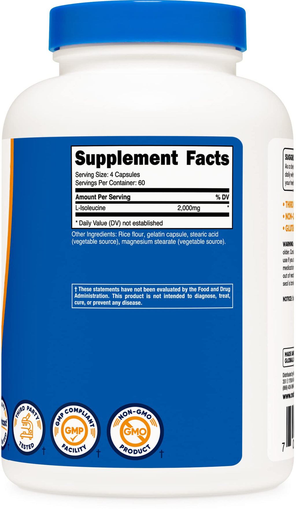 Nutricost L-Isoleucine 2000mg Per Serving, 240 Capsules (60 Servings)