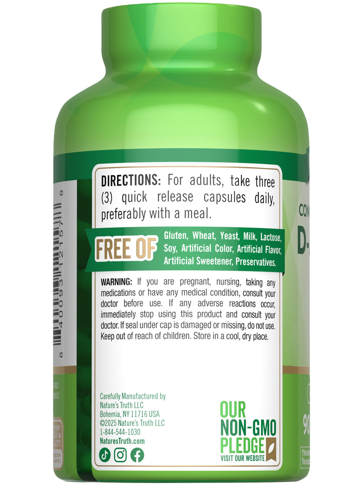 Nature's Truth D-Mannose Pills 2100mg - 90 Capsules - image 7