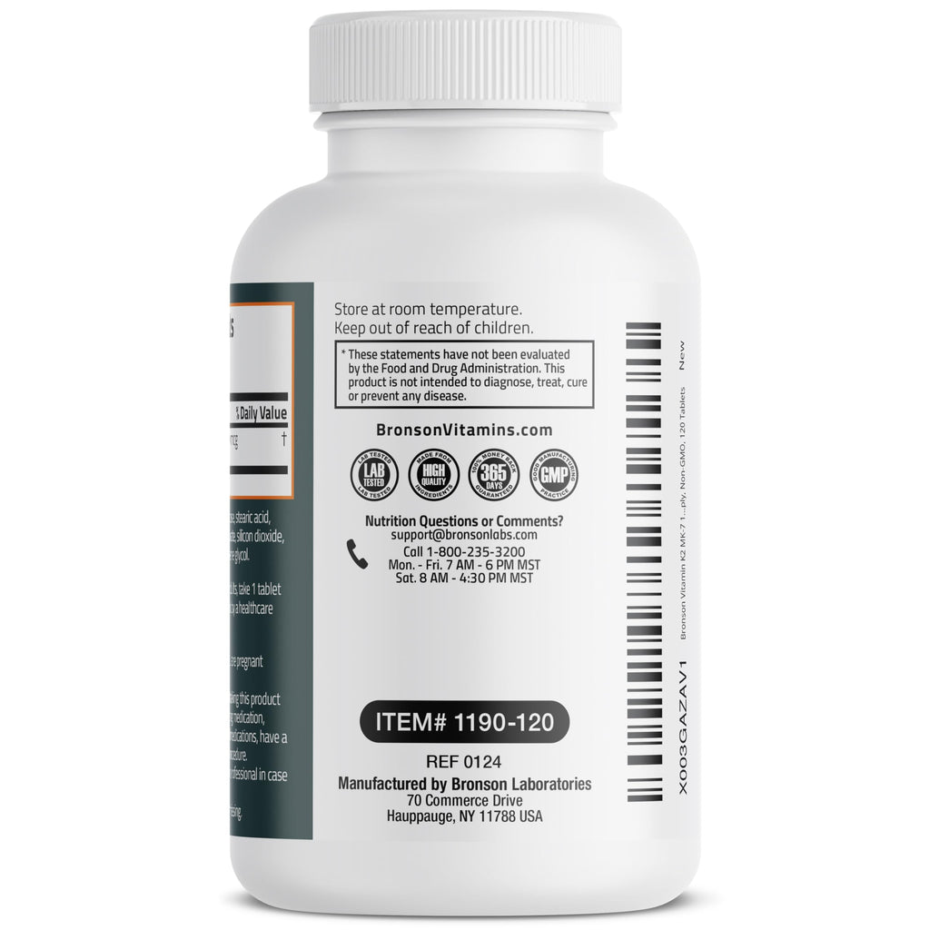 Bronson Bronson Basics Flavored Vitamin K2 Tablets Support Strong