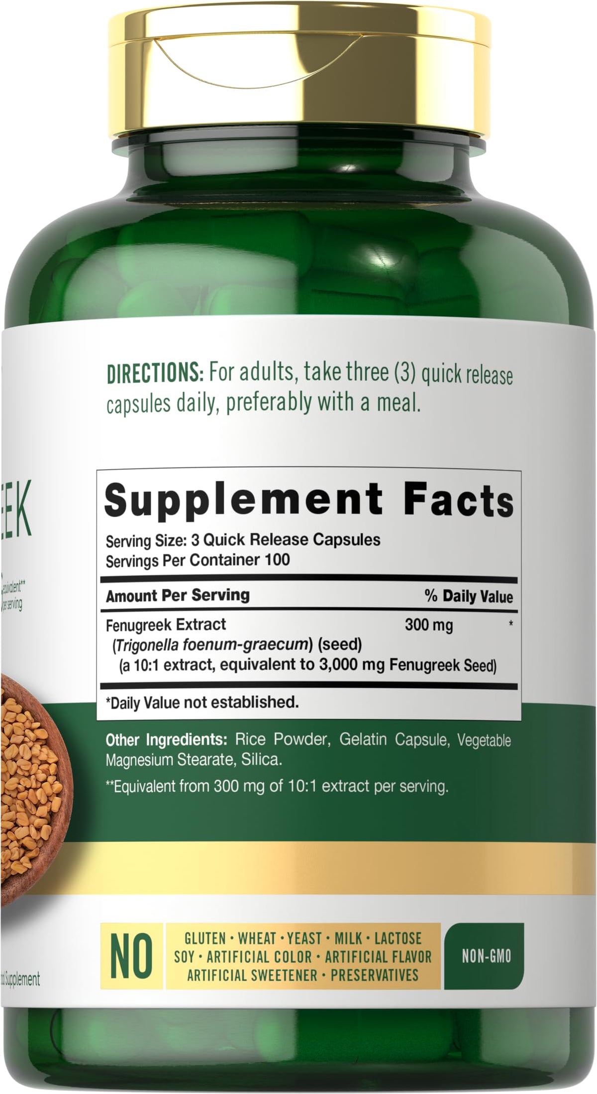 Carlyle Fenugreek Capsules - 300 Count - image 2