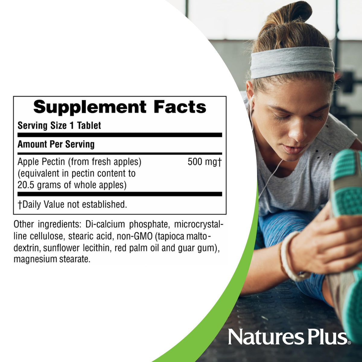 NaturesPlus Apple Pectin 500 mg Fiber Supplement - 180 Tablets - image 5
