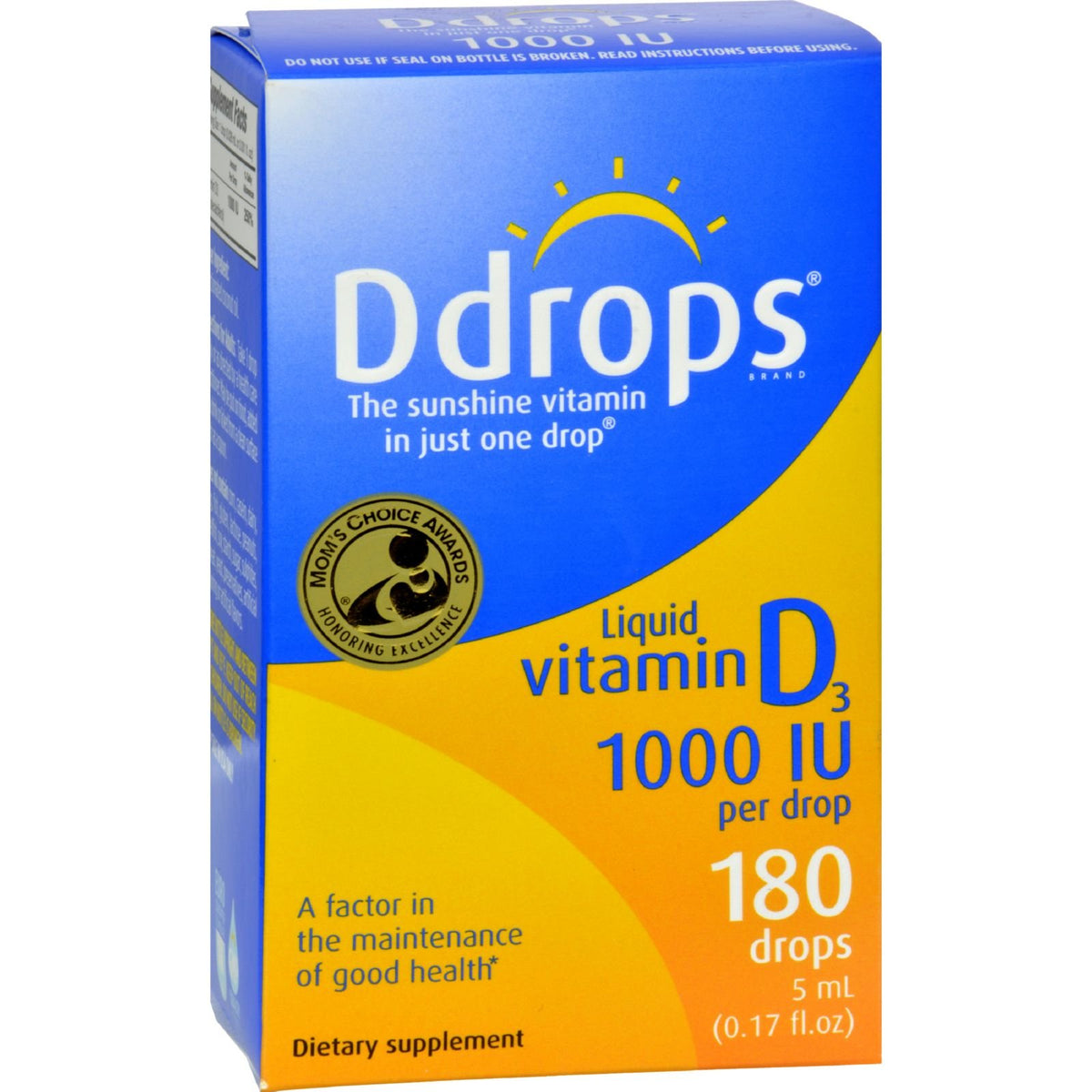 Ddrops VIT D,1000 Iu,180 Drops