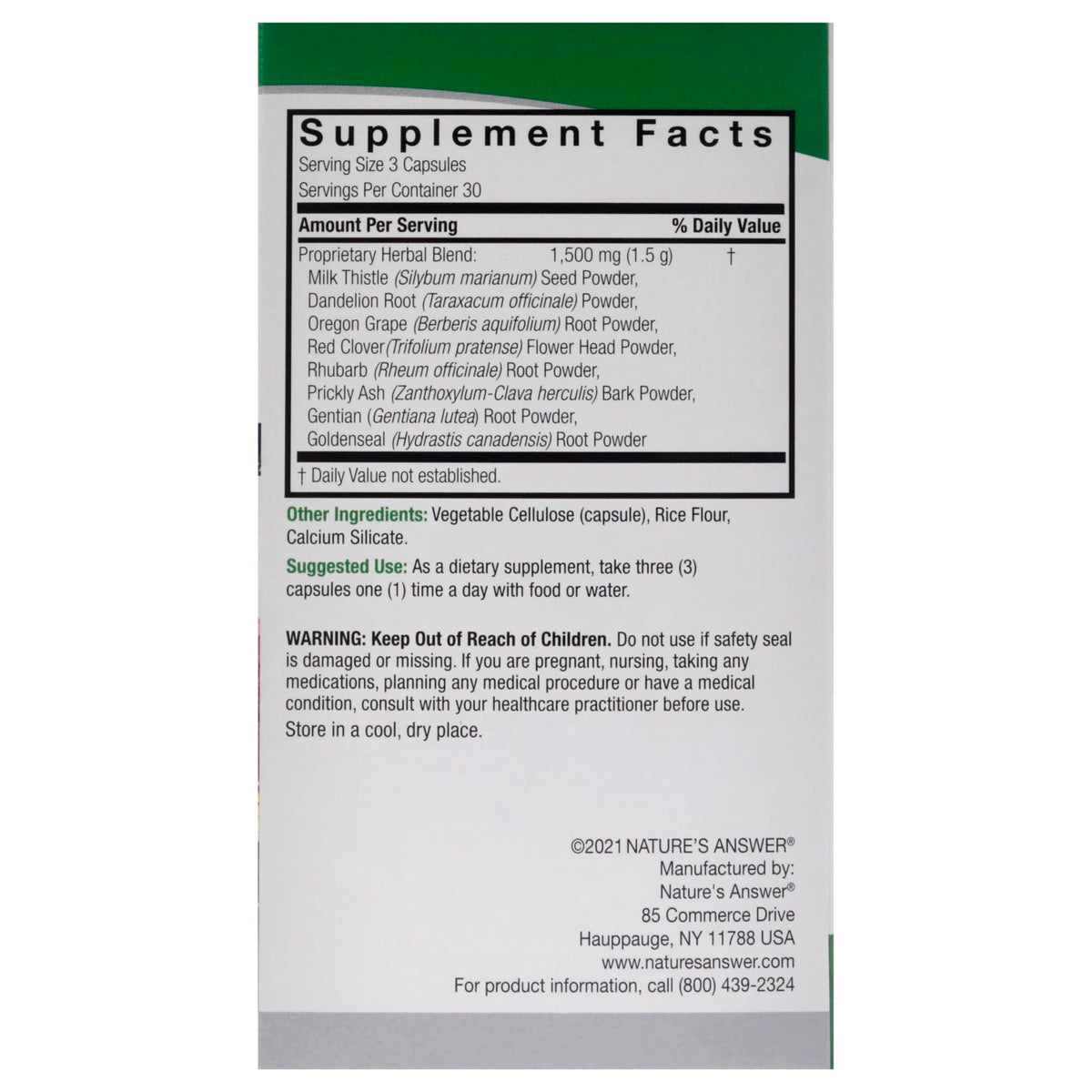 Nature's Answer Liver Support Herbal Combination - 90 Capsules - image 7