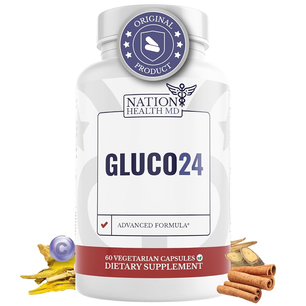 NATION HEALTH MD Gluco24 Supplement with Berberine - 60 Capsules