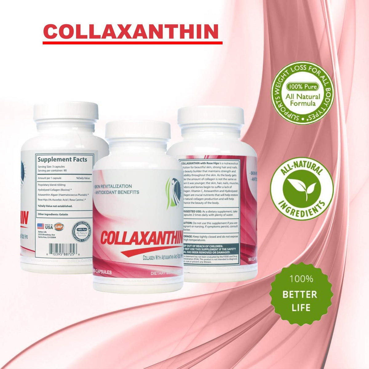 GMP COLLAXANTHIN Collagen with Antioxidants - 90 Capsules - image 4