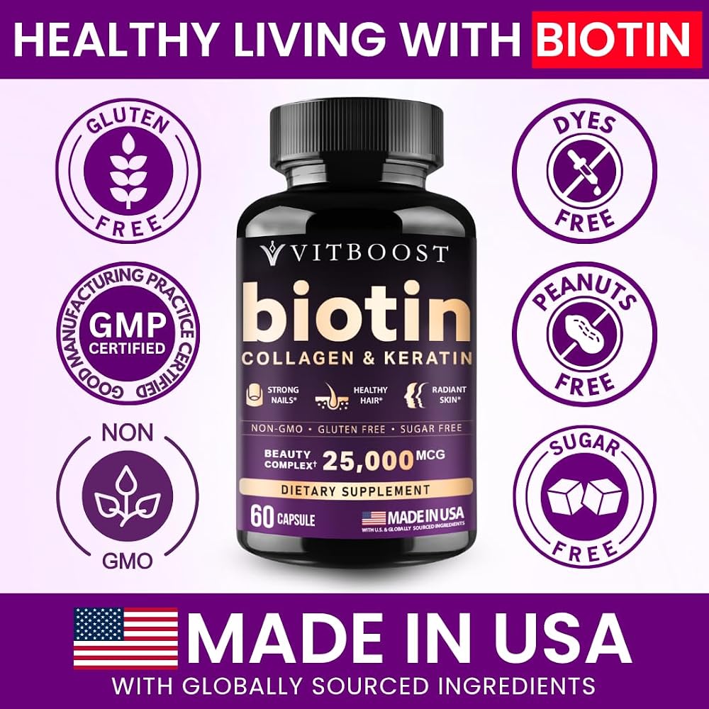 VITBOOST Biotin with Hyaluronic Acid, Collagen and Keratin