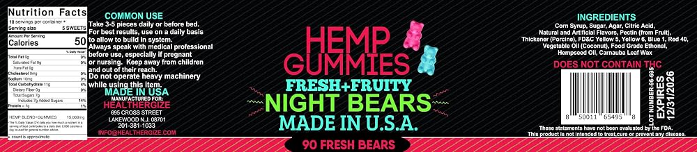 Healthergize Hemp Gummies for Sleep - 90 Gummies - image 9