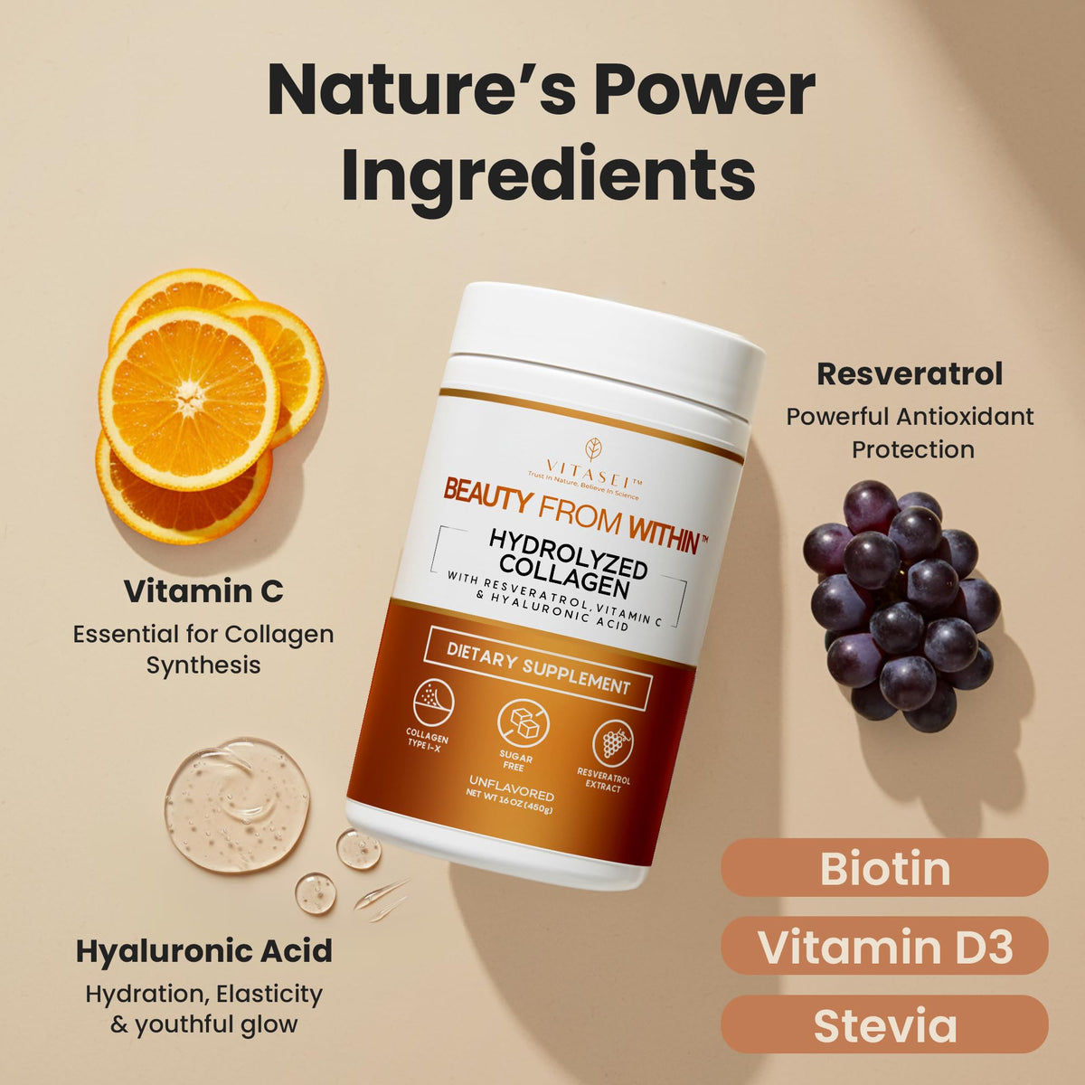 VITASEI Beauty Boost Collagen Peptides Powder