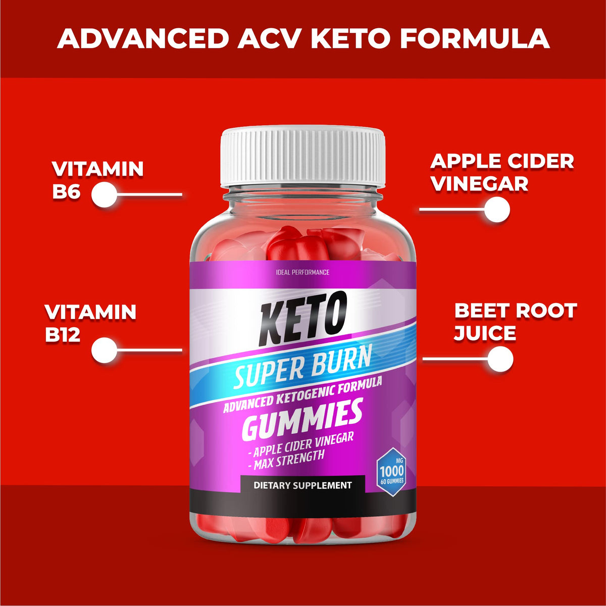 IDEAL PERFORMANCE Ketos Super Burns ACV Gummies - 120 Gummies - image 4