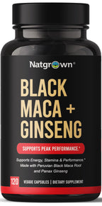 Natgrown Black Maca Root & Panax Ginseng Capsules - 120 Count