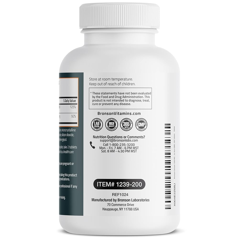 Bronson Calcium 1200 MG Per Serving Plus Vitamin D3 1000 IU High