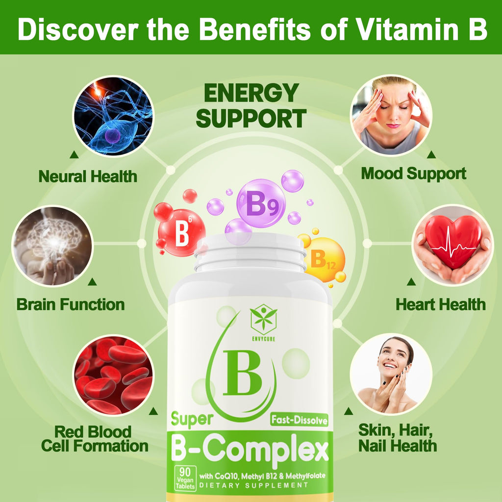EnvyCure Vitamin B Complex Methylated Energy Support - 180 Tablets - image 4
