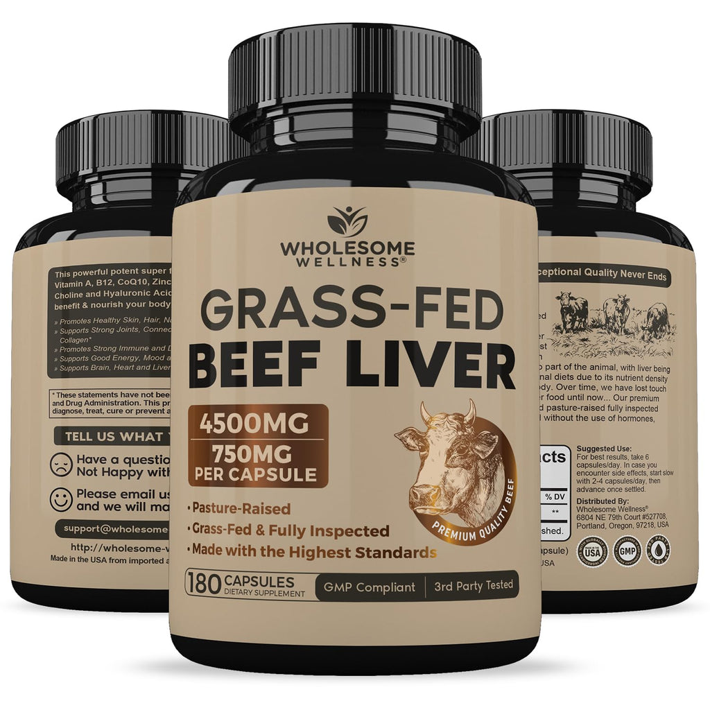 Wholesome Wellness Grass Fed Desiccated Beef Liver - 180 Capsules - image 8