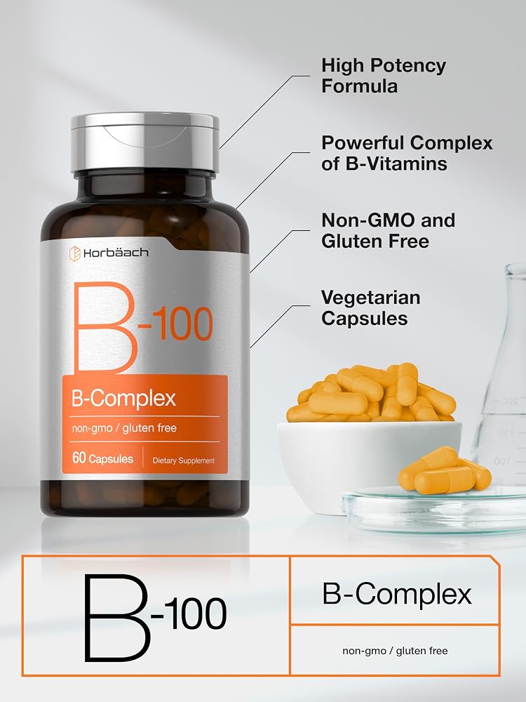 Horbäach Vitamin B-100 Complex - 60 Vegetarian Capsules - image 4