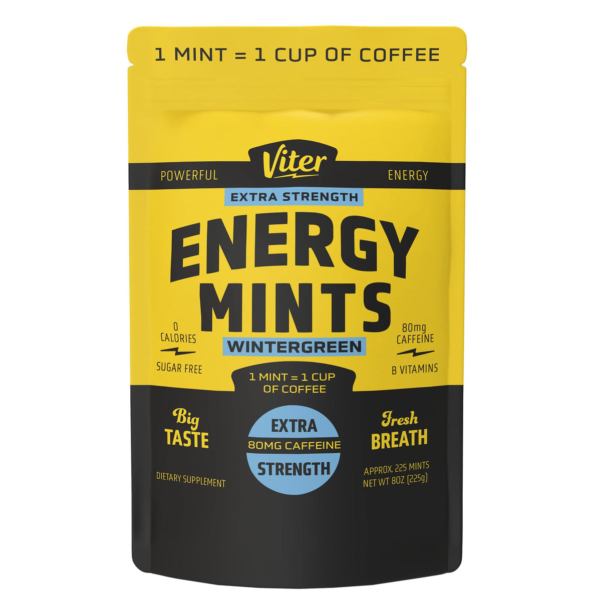 Viter Energy Extra Strength Caffeinated Mints 80mg Caffeine