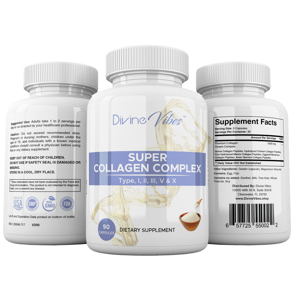 Divine Vibes Multi Collagen Plus Pills Types I-V - 90 Capsules