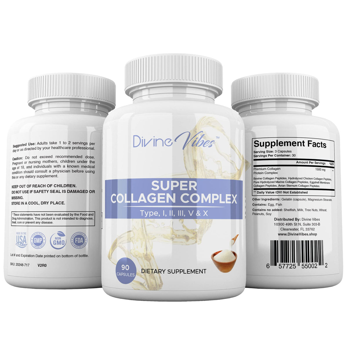 Divine Vibes Multi Collagen Plus Pills Types I-V - 90 Capsules