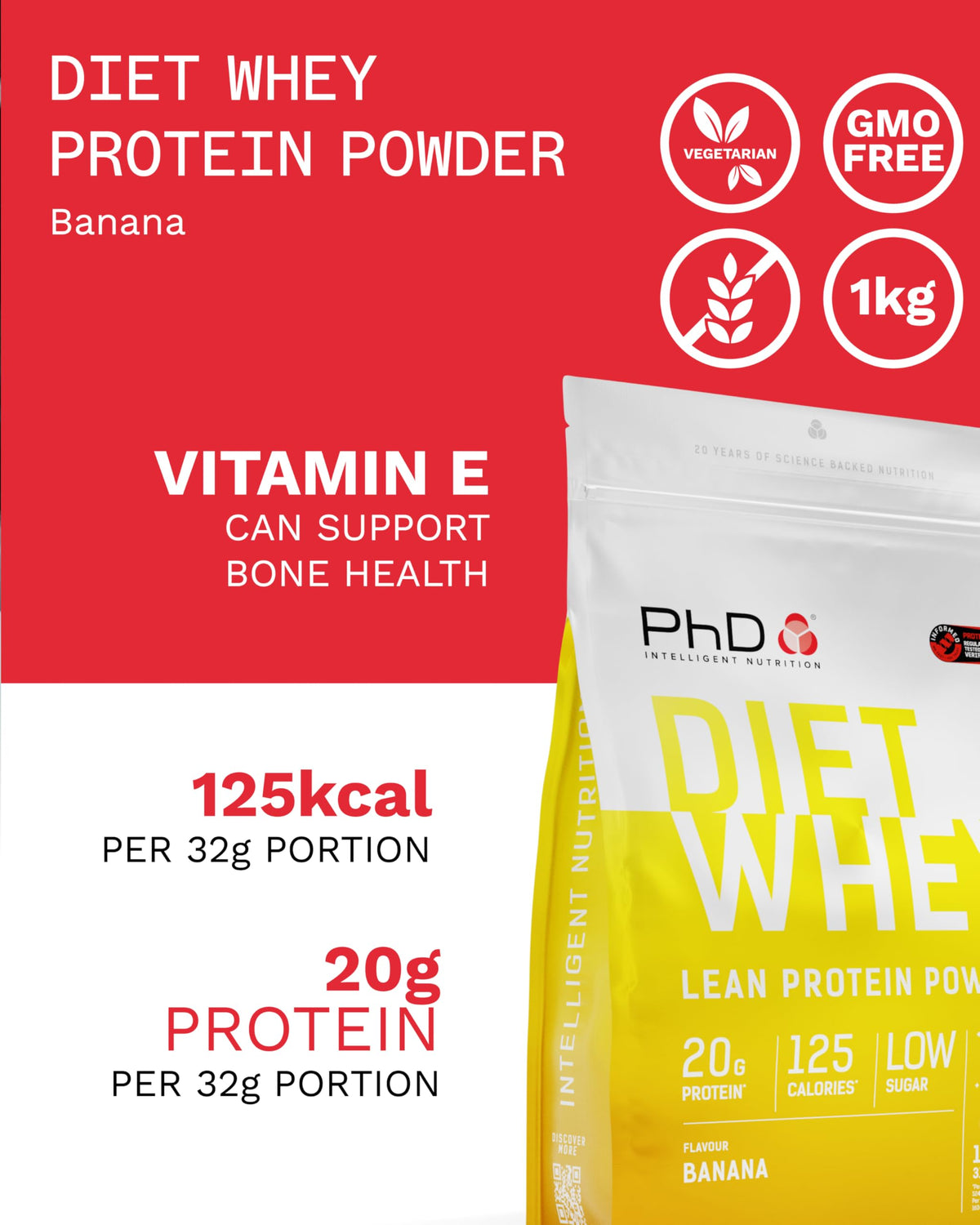 PhD Diet Whey Protein Powder Banana - 1kg - image 4
