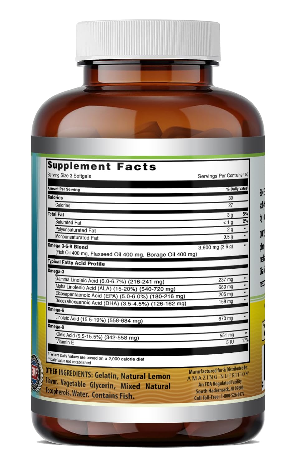 Amazing Nutrition Omega 3.6.9 1200 mg - 120 Softgels - image 2