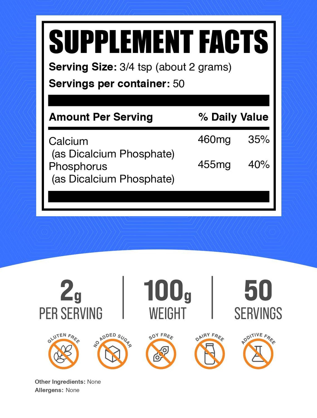 BulkSupplements Dicalcium Phosphate Powder - 100g - image 2