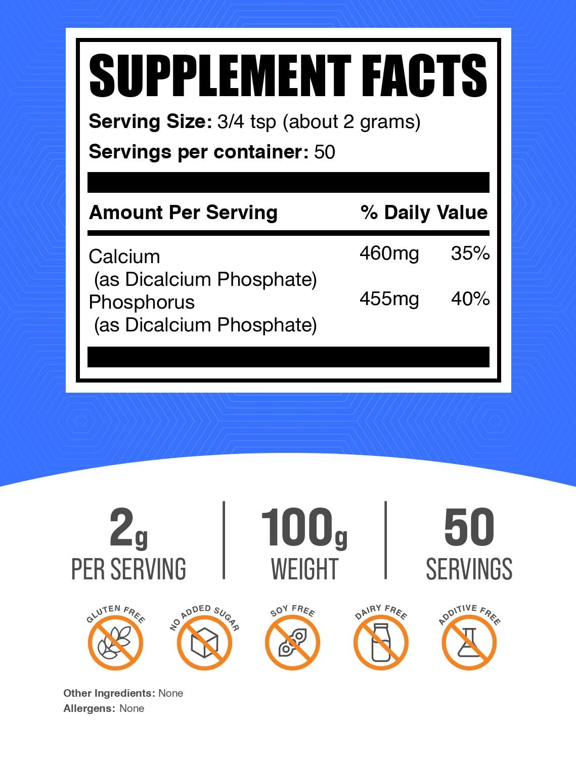 BulkSupplements Dicalcium Phosphate Powder - 100g - image 2