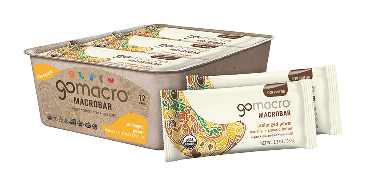 GoMacro MacroBar Organic Vegan Protein Bars Banana Almond - 12 Count