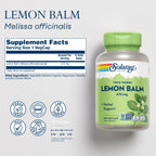 SOLARAY Lemon Balm 475 mg Herbal Support - 100 Vegan Capsules - image 2