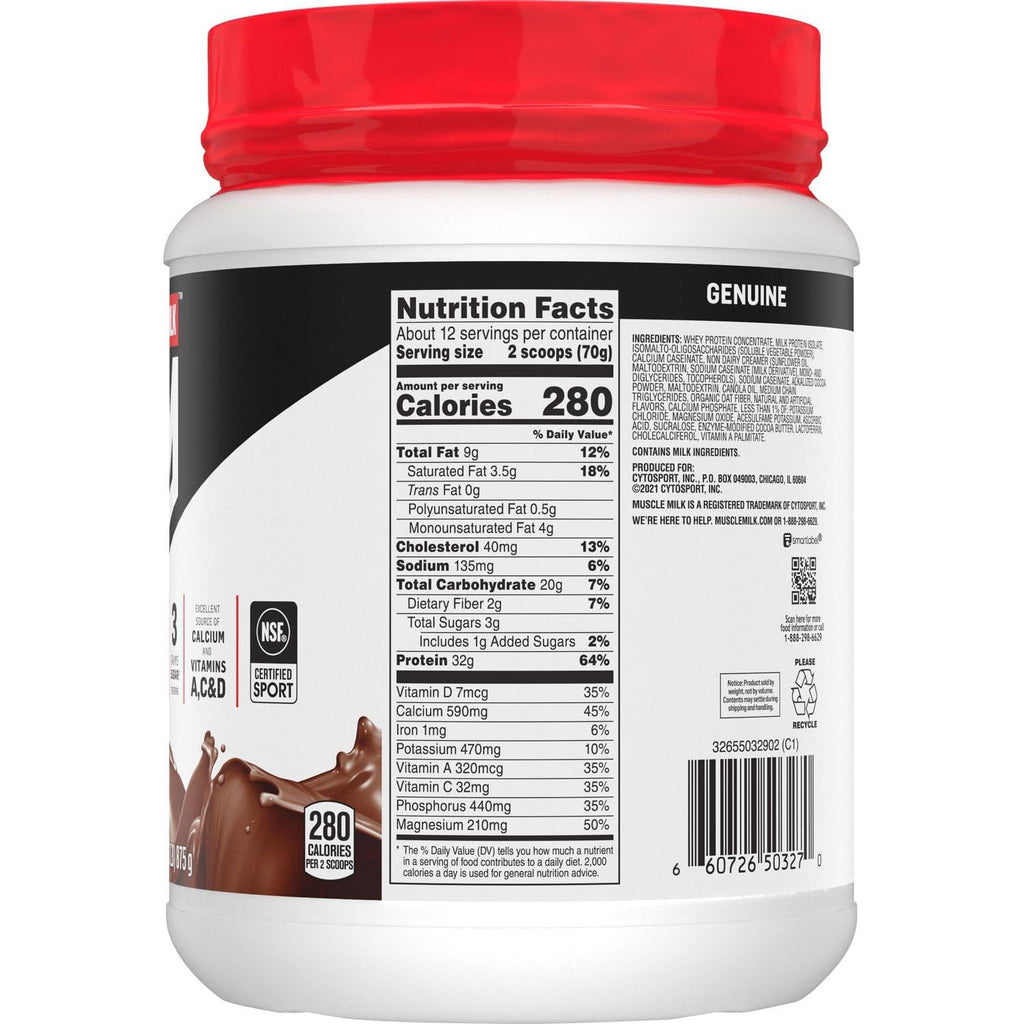 Muscle Milk Genuine Protein Powder Chocolate - 13 Servings - image 2
