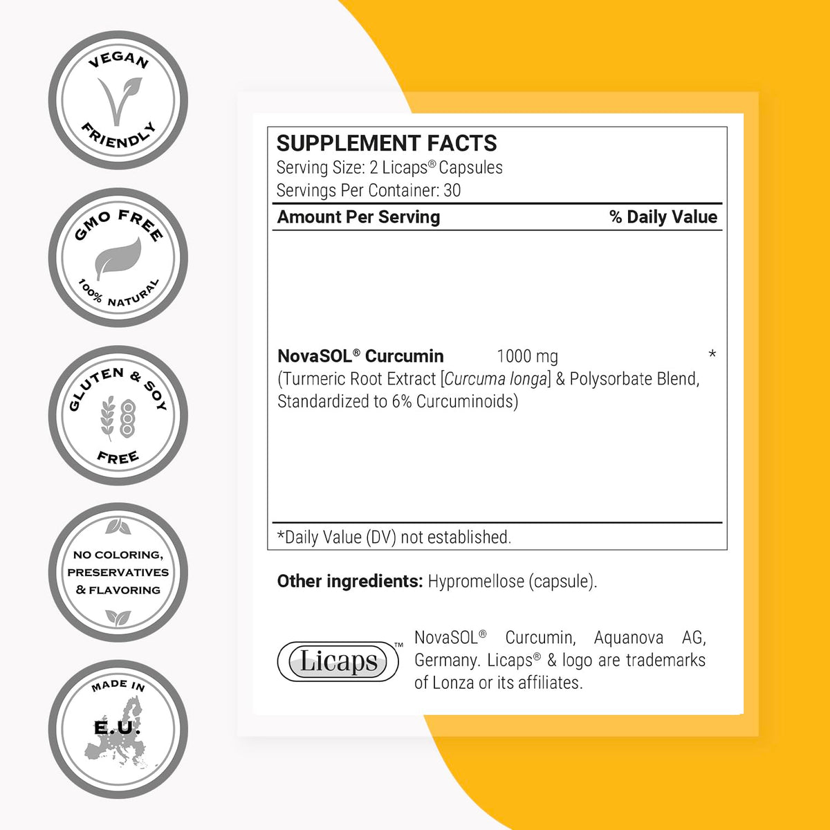 Supersmart Curcumin Solution 1000mg per Day NovaSOL - 60 Capsules - image 5
