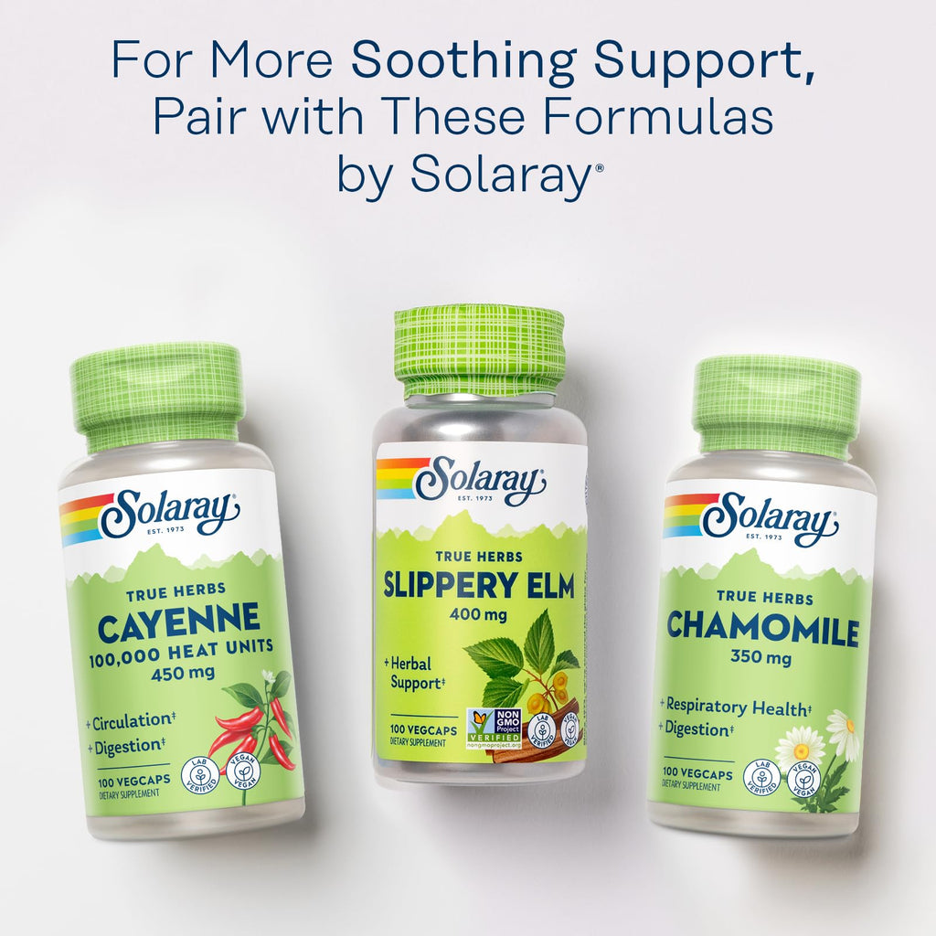 SOLARAY Slippery Elm Bark 400 mg Herbal Support - 100 Vegetarian Capsules - image 7