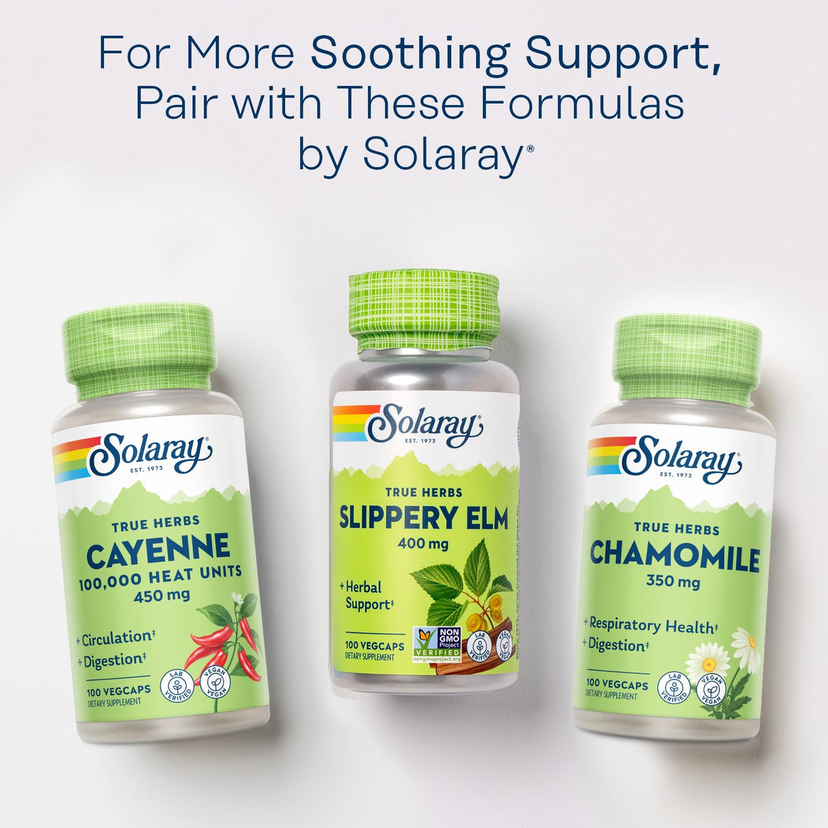 SOLARAY Slippery Elm Bark 400 mg Herbal Support - 100 Vegetarian Capsules - image 7