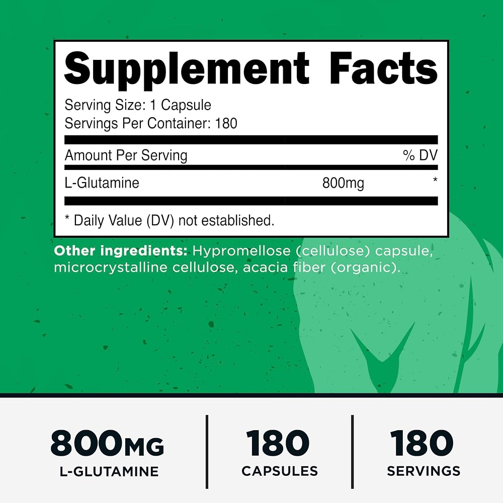 Primal L-Glutamine 800mg - 180 Capsules - image 2