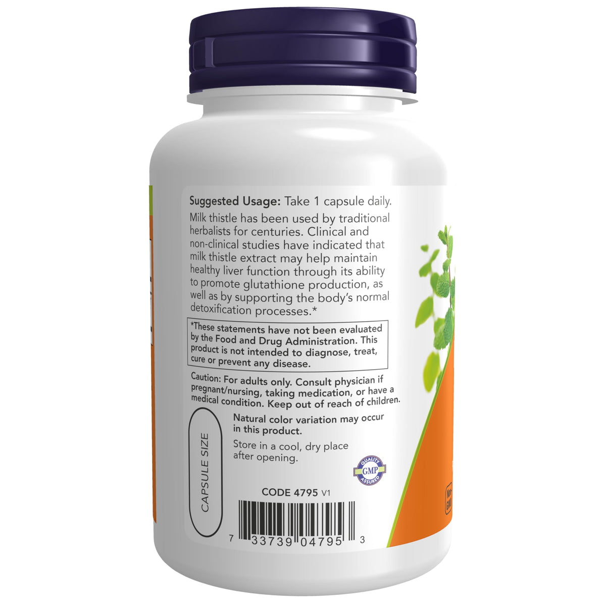 NOW Milk Thistle Extract 750 mg Liver Support - 90 Vegetarian Capsules - image 3