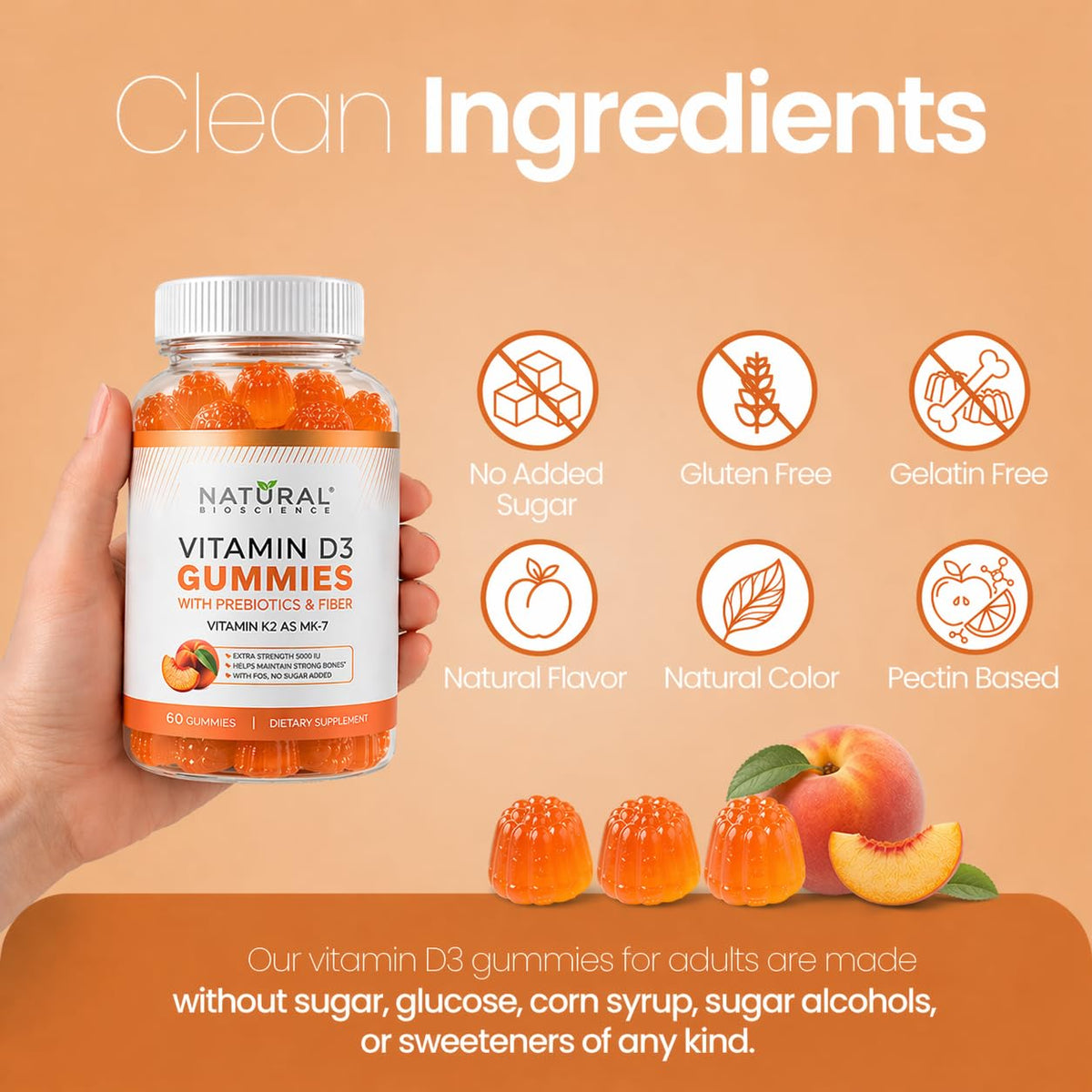 Natural BioScience Sugar Free Vitamin D3 Gummies - Family Size 120