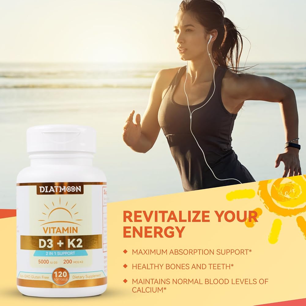 DIATMOON Vitamin D3 K2 Supplement Softgels