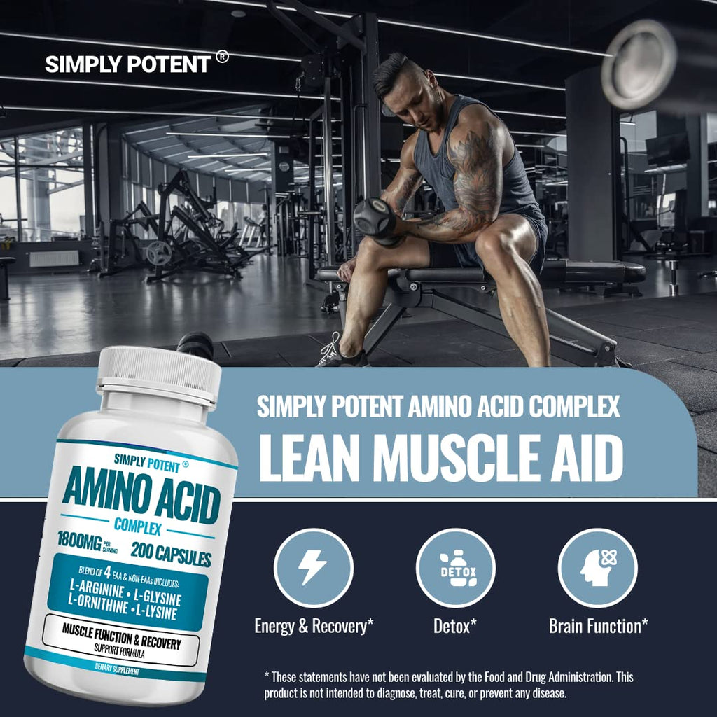 Simply Potent Amino Acid Complex 1800mg - 200 Capsules - image 6