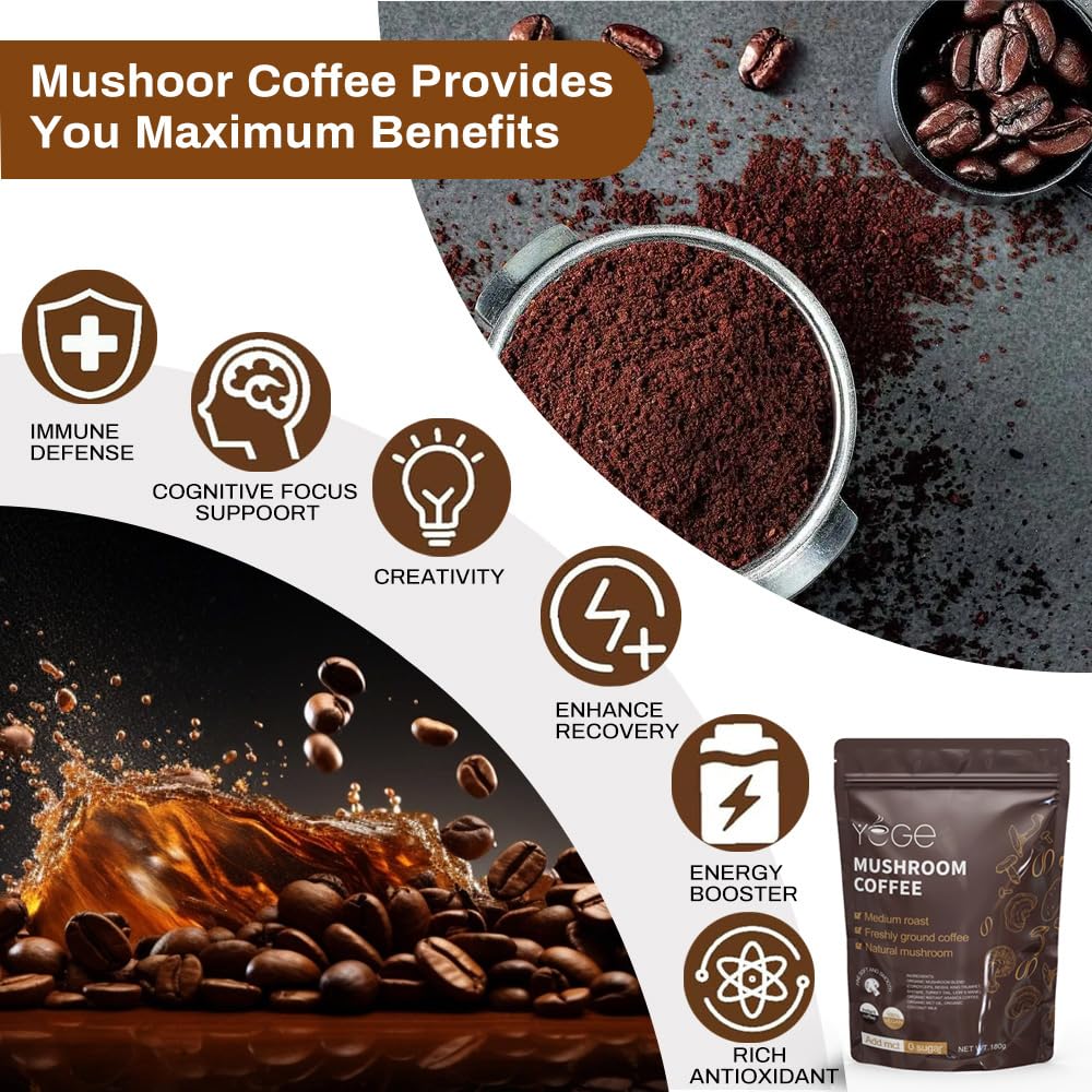 YEGE Mushroom Coffee, Instant Organic Mushroom Coffee