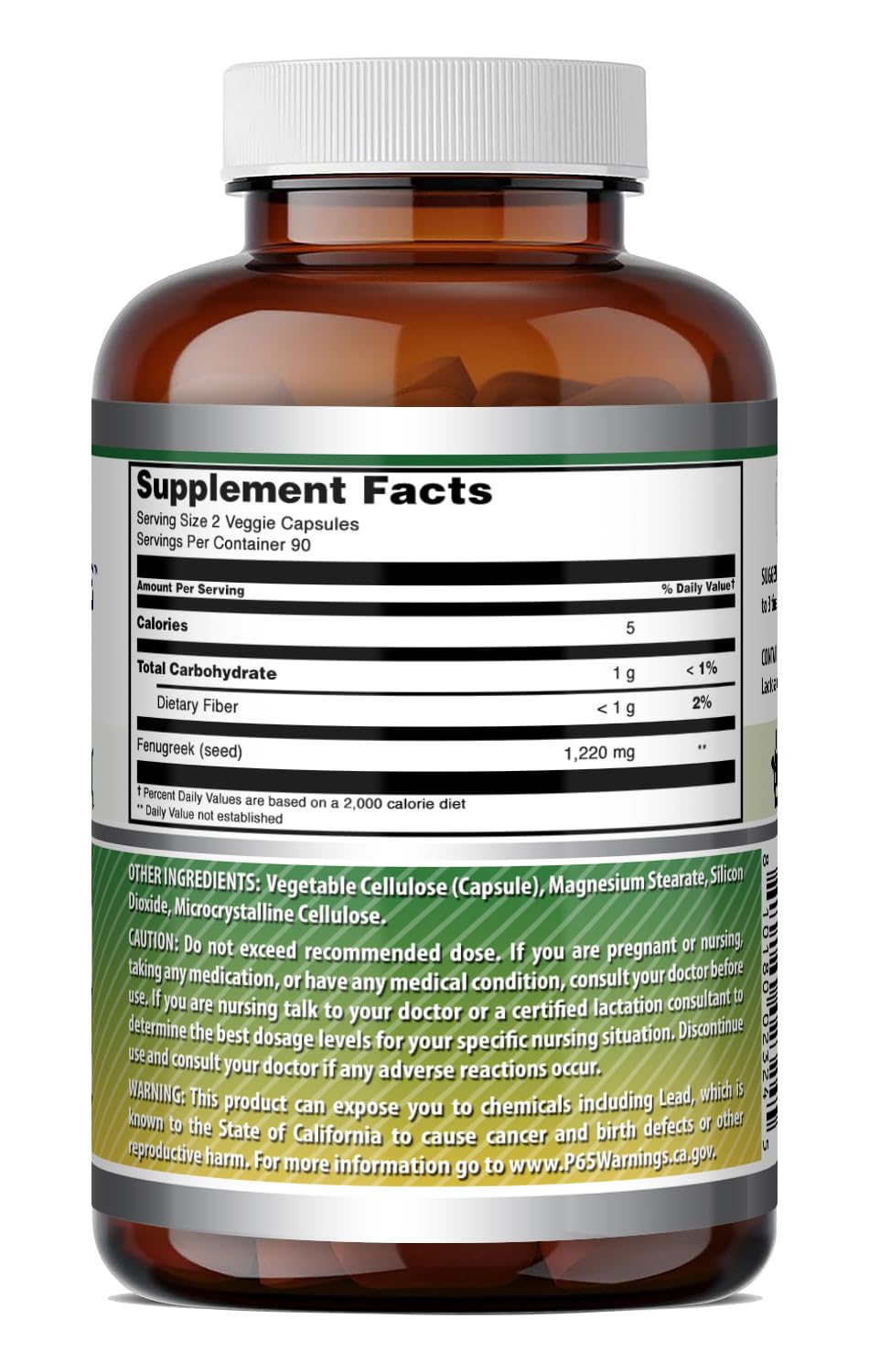 Amazing Nutrition Fenugreek Seed 1220 Mg - 180 Vegetarian Capsules - image 6