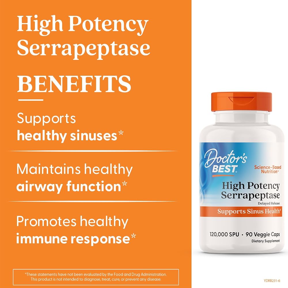 Doctor's BEST Serrapeptase 120,000 SPU Vegetarian Capsules - 90 Count - image 3