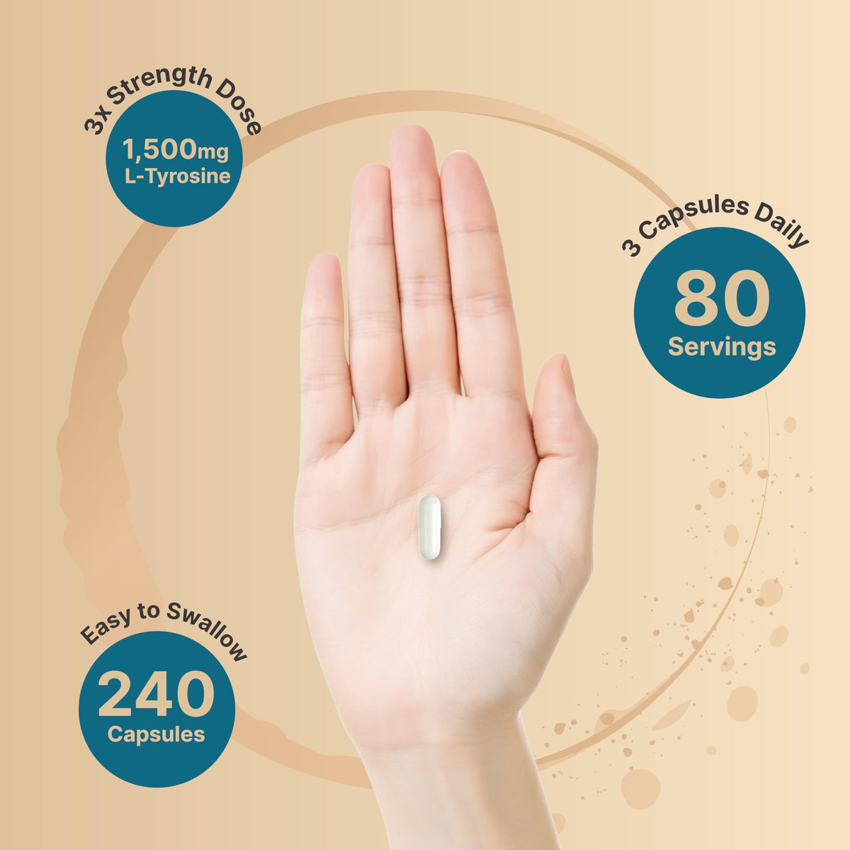 NatureBell L-Tyrosine 1,500mg Brain Health Support - 240 Capsules - image 3