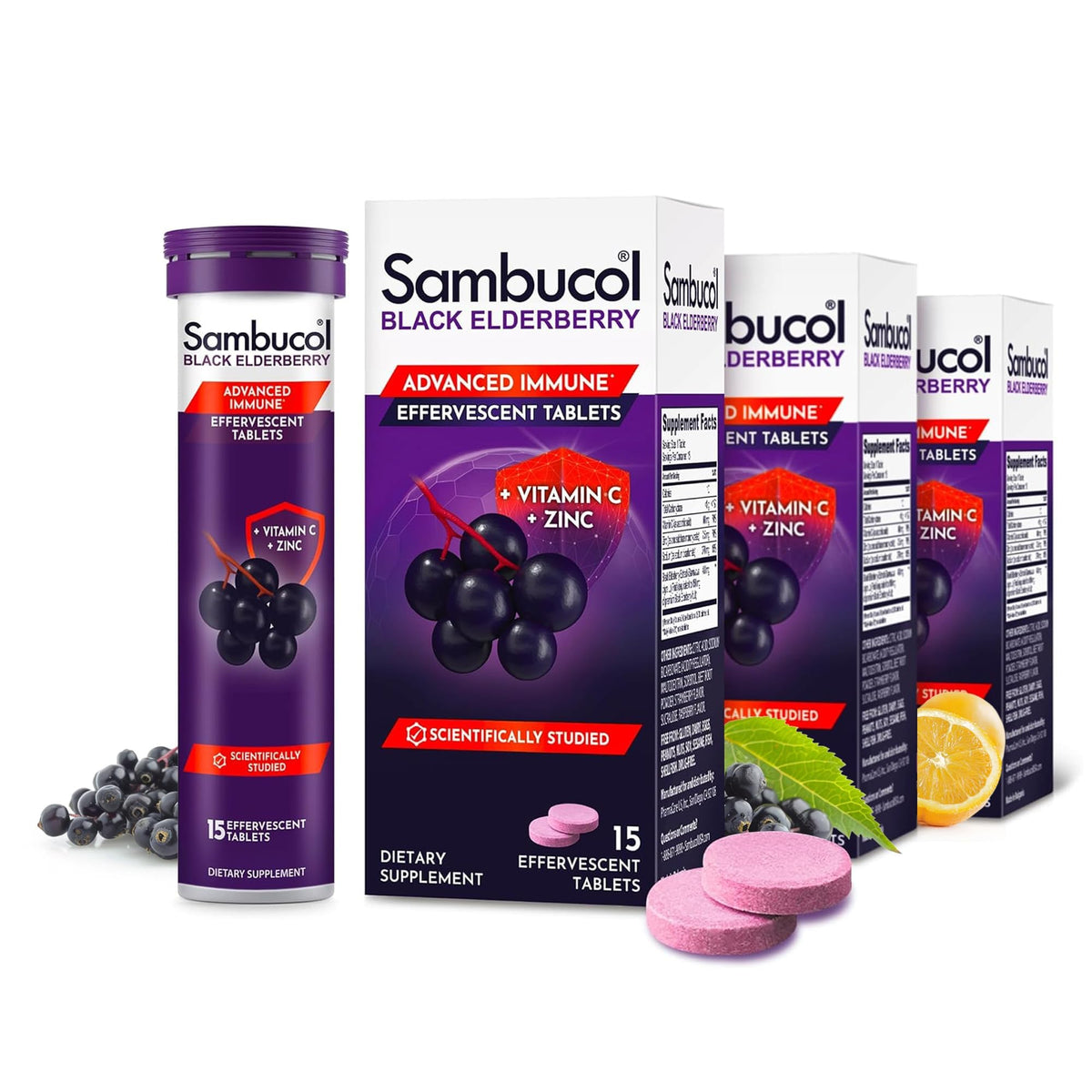 Sambucol Black Elderberry Tablets with Vitamin C & Zinc - Immune