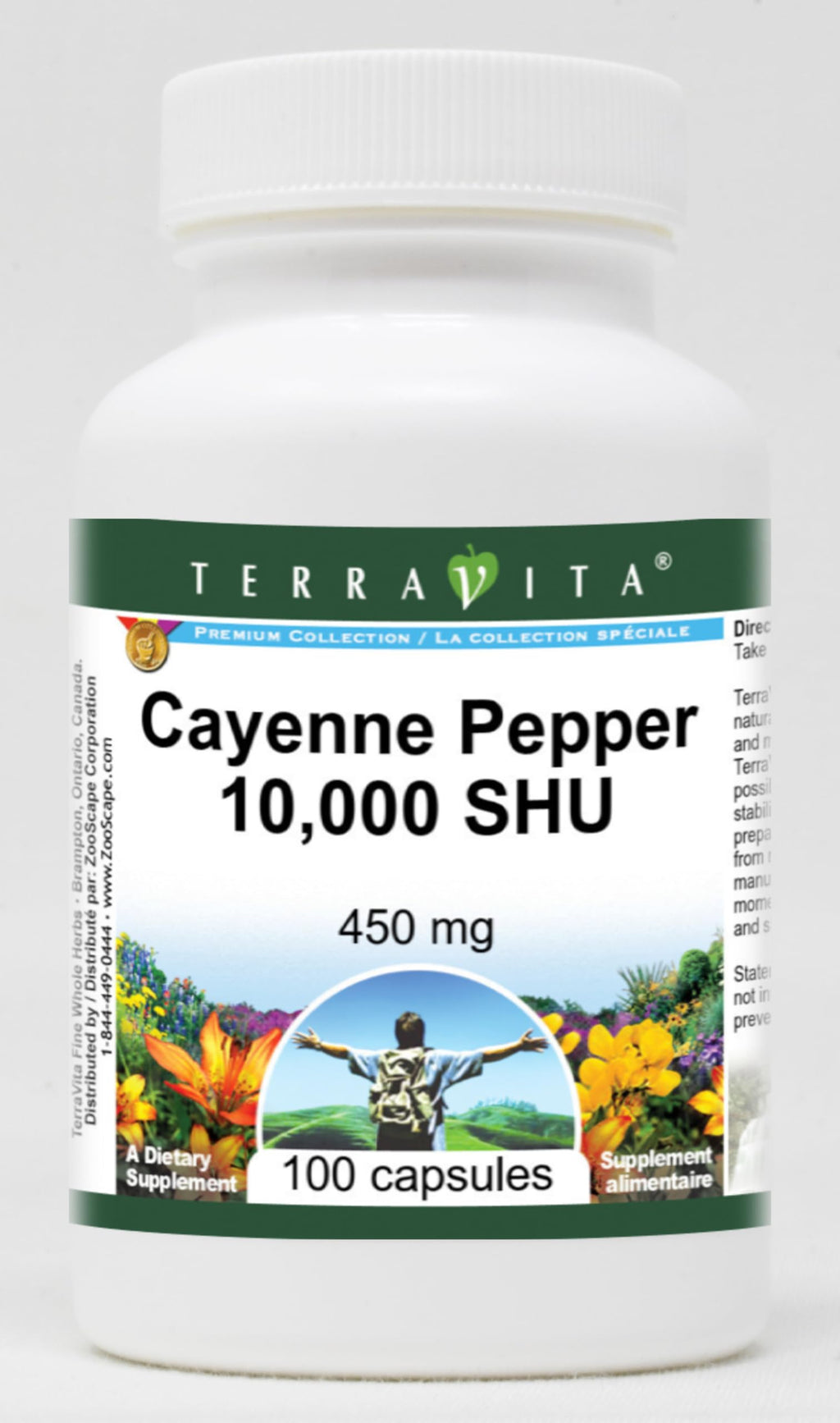 Terravita Cayenne Pepper 10,000 SHU - 450 mg (100 Capsules, ZIN: