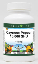 Terravita Cayenne Pepper 10,000 SHU - 450 mg (100 Capsules, ZIN: