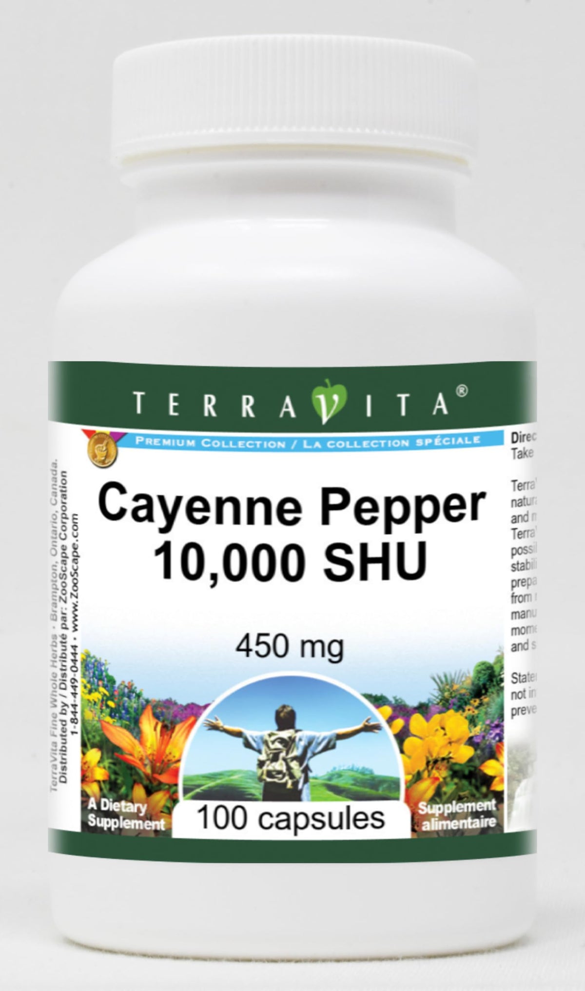 Terravita Cayenne Pepper 10,000 SHU - 450 mg (100 Capsules, ZIN: